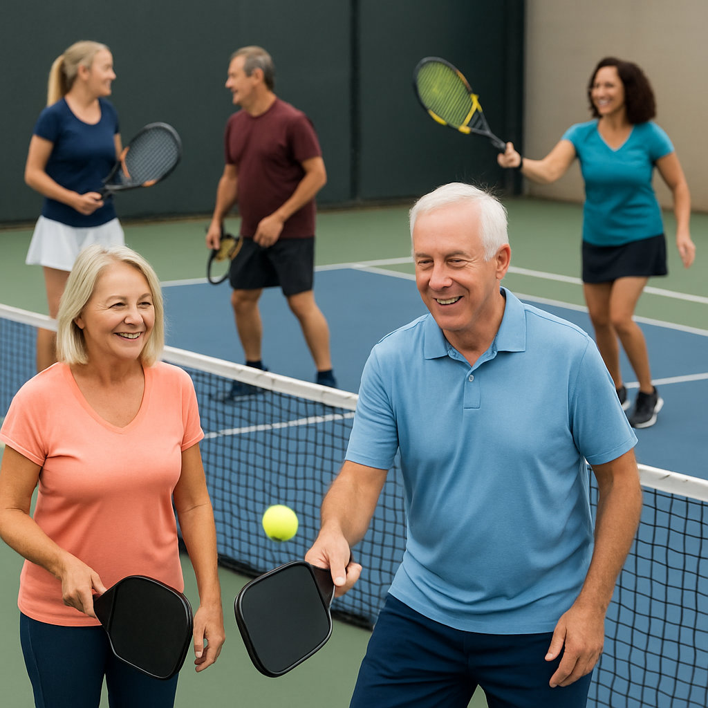 Group of people enjoying various events at Del Cerro Tennis Club and Pickleball