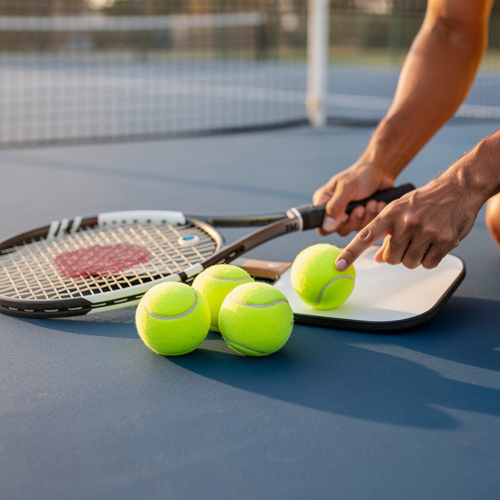 Del Cerro Tennis Club and Pickleball group lesson in San Diego with instructor teaching players on court